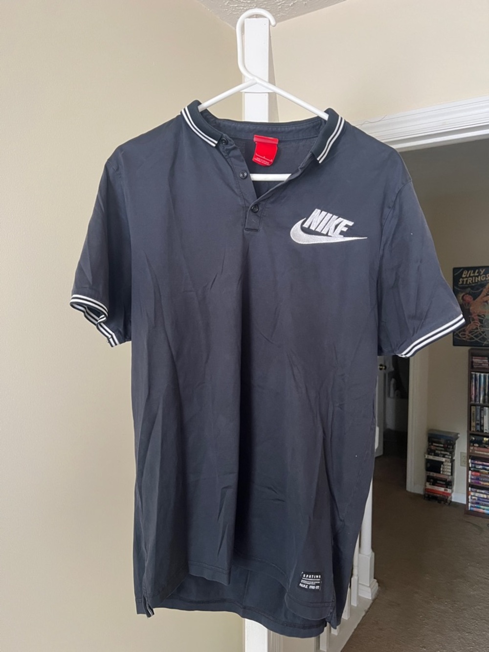 Nike Men’s Black Polo with White Logo & Contrast Trim